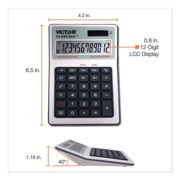 Tuffcalc Desktop Calculator, 12-Digit Lcd