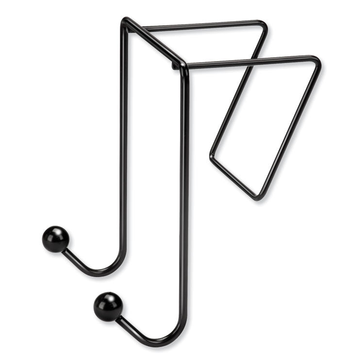 Partition Additions Wire Double-Garment Hook, 4 x 5.13 x 6, Over-the Panel Mount,  Black