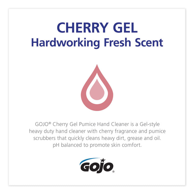 Cherry Gel Pumice Hand Cleaner Refill, Cherry Scent, 2,000 mL, 4/Carton
