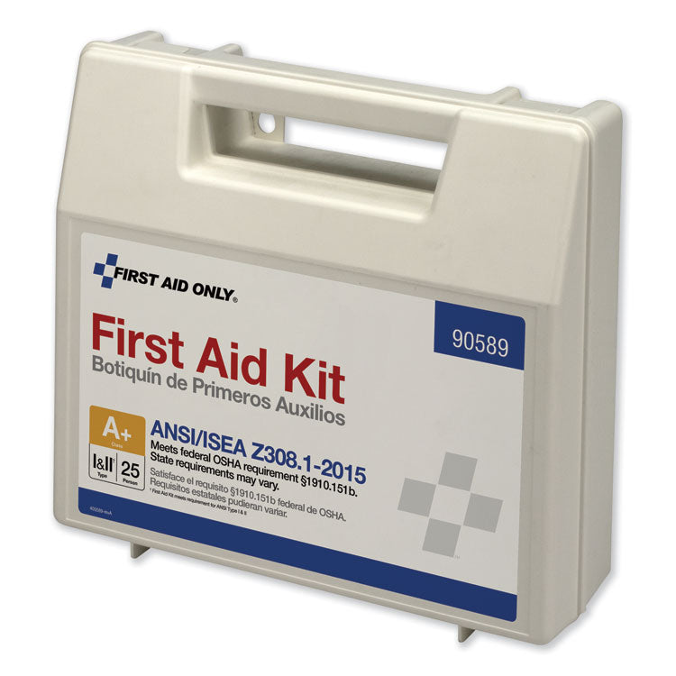 Type I and II First Aid Kit for 25 People, 141 Pieces, Plastic Case