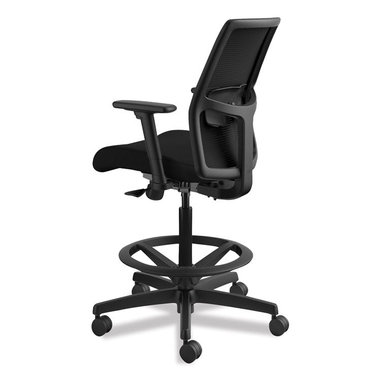 Ignition 2.0 Ilira-Stretch Mesh Back Task Stool, Supports Up To 300 Lb, 23" To 32" Seat Height, Black