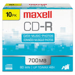 Cd-R Recordable Disc, 700 Mb/80 Min, 48x, Slim Jewel Case, Silver, 10/pack