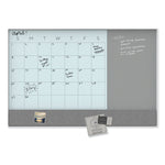 3N1 Magnetic Glass Dry Erase Combo Board, Monthly Planning, 24 x 18 (Actual Size: 23 x 17), Gray/White Surface, White Frame