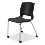 Motivate Four-Leg Stacking Chair, Supports 300 lb, 18.25" Seat Height, Onyx Fabric Seat, Black Back, Platinum Base, 2/Carton