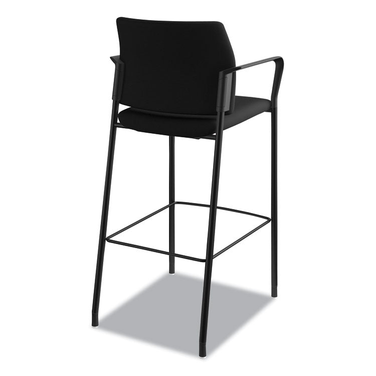 Accommodate Series Cafe Stool with Fixed Arms, Supports Up to 300 lb, 30" Seat Height, Black Seat, Black Back, Black Base
