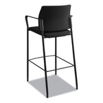 Accommodate Series Cafe Stool with Fixed Arms, Supports Up to 300 lb, 30" Seat Height, Black Seat, Black Back, Black Base