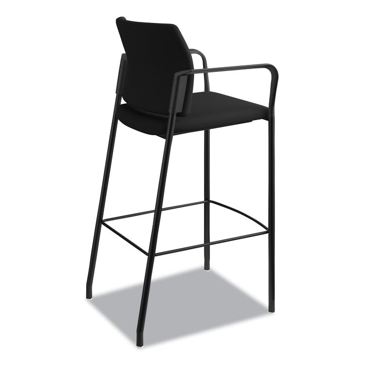 Accommodate Series Cafe Stool with Fixed Arms, Supports Up to 300 lb, 30" Seat Height, Black Seat, Black Back, Black Base