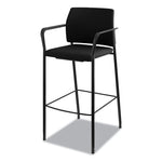 Accommodate Series Cafe Stool with Fixed Arms, Supports Up to 300 lb, 30" Seat Height, Black Seat, Black Back, Black Base