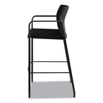 Accommodate Series Cafe Stool with Fixed Arms, Supports Up to 300 lb, 30" Seat Height, Black Seat, Black Back, Black Base