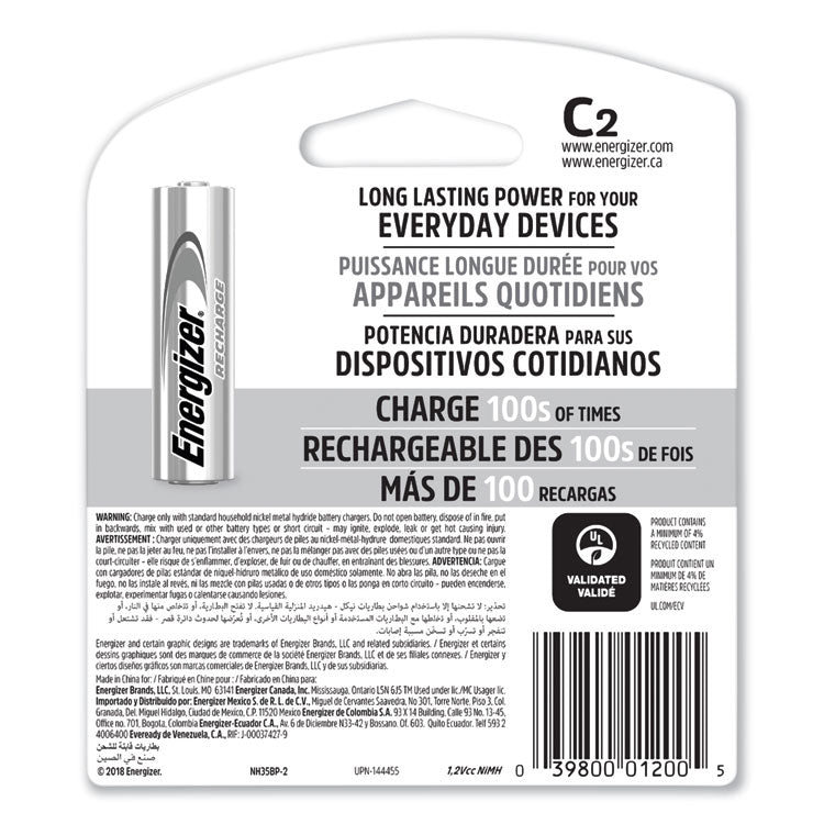 Nimh Rechargeable C Batteries, 1.2 V, 2/pack