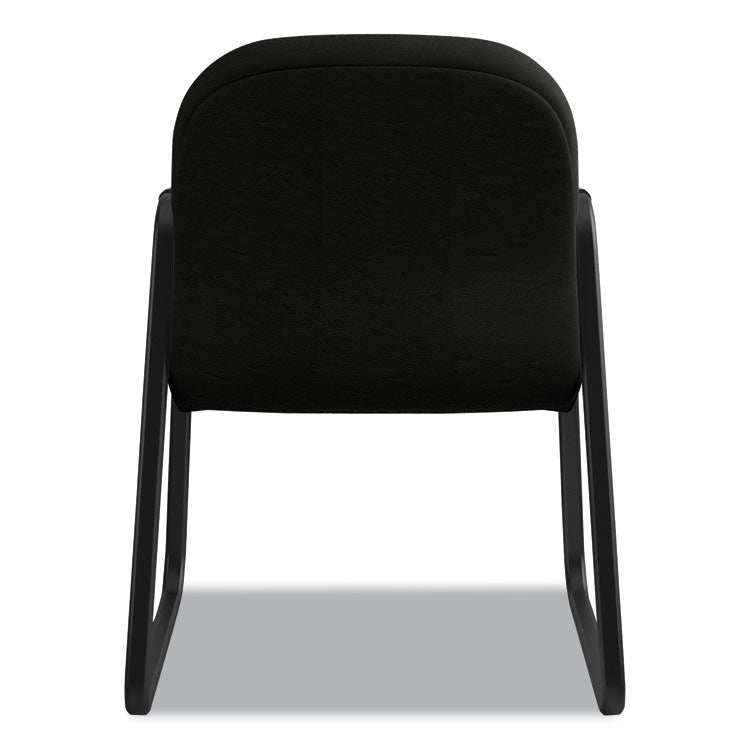 Pillow-Soft 2090 Series Guest Arm Chair, Leather Upholstery, 31.25" x 35.75" x 36", Black Seat, Black Back, Black Base