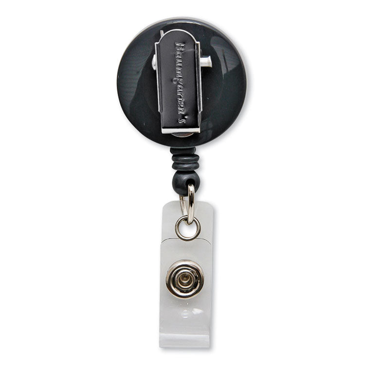 Swivel-Style Spring-Clip Id Card Reel, 30" Extension, Black