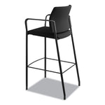 Accommodate Series Cafe Stool with Fixed Arms, Supports Up to 300 lb, 30" Seat Height, Black Seat, Black Back, Black Base