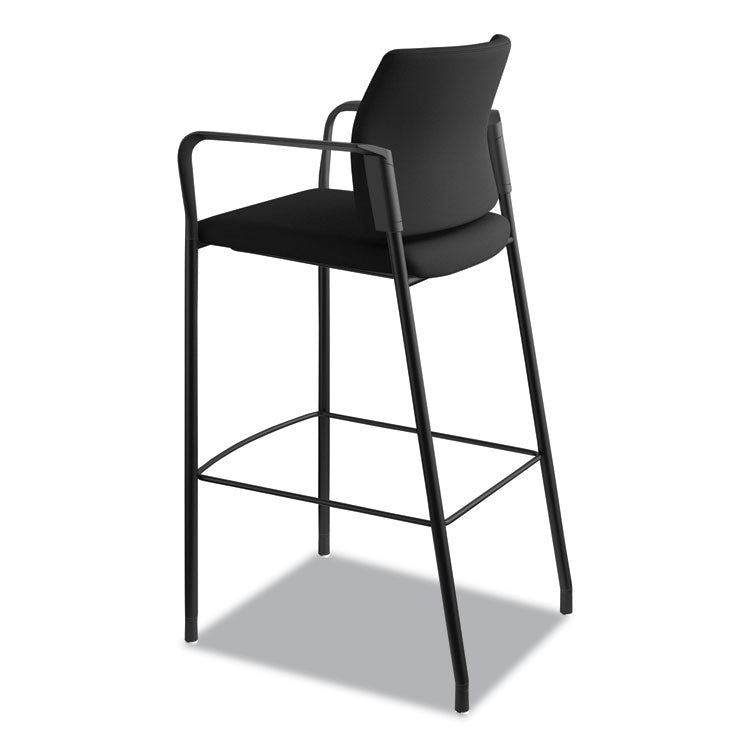 Accommodate Series Cafe Stool with Fixed Arms, Supports Up to 300 lb, 30" Seat Height, Black Seat, Black Back, Black Base