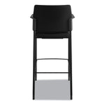 Accommodate Series Cafe Stool with Fixed Arms, Supports Up to 300 lb, 30" Seat Height, Black Seat, Black Back, Black Base