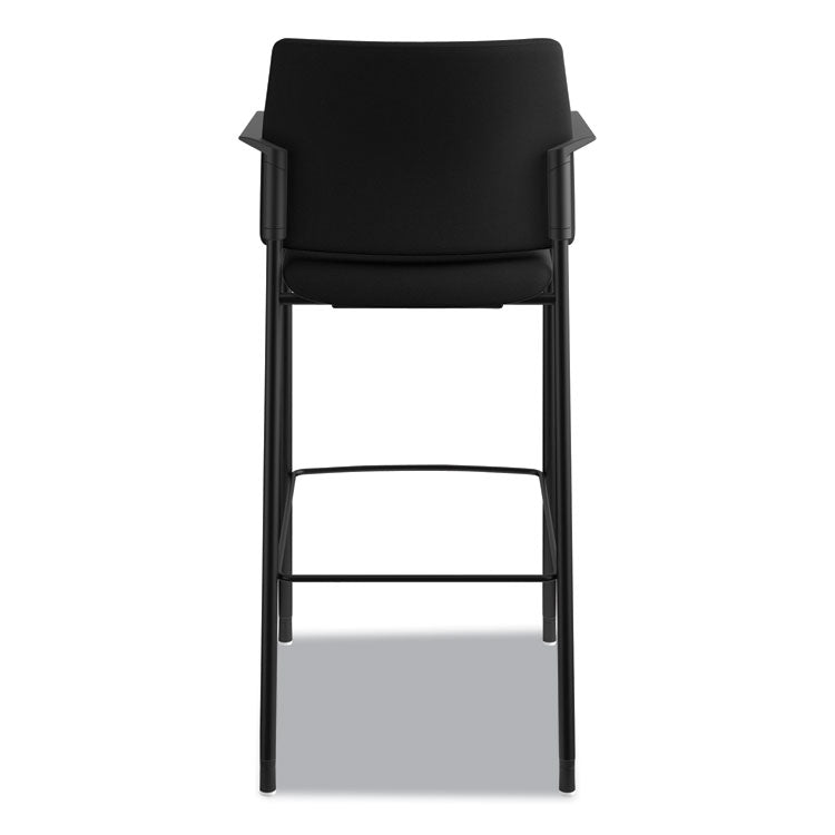 Accommodate Series Cafe Stool with Fixed Arms, Supports Up to 300 lb, 30" Seat Height, Black Seat, Black Back, Black Base