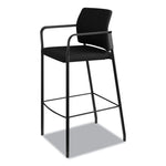 Accommodate Series Cafe Stool with Fixed Arms, Supports Up to 300 lb, 30" Seat Height, Black Seat, Black Back, Black Base