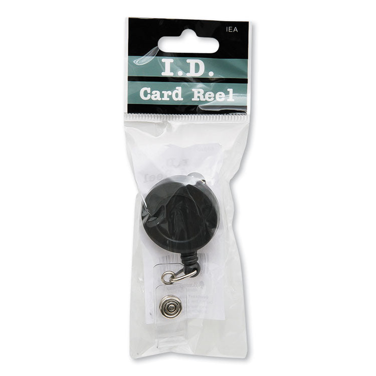 Swivel-Style Spring-Clip Id Card Reel, 30" Extension, Black