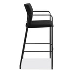 Accommodate Series Cafe Stool with Fixed Arms, Supports Up to 300 lb, 30" Seat Height, Black Seat, Black Back, Black Base