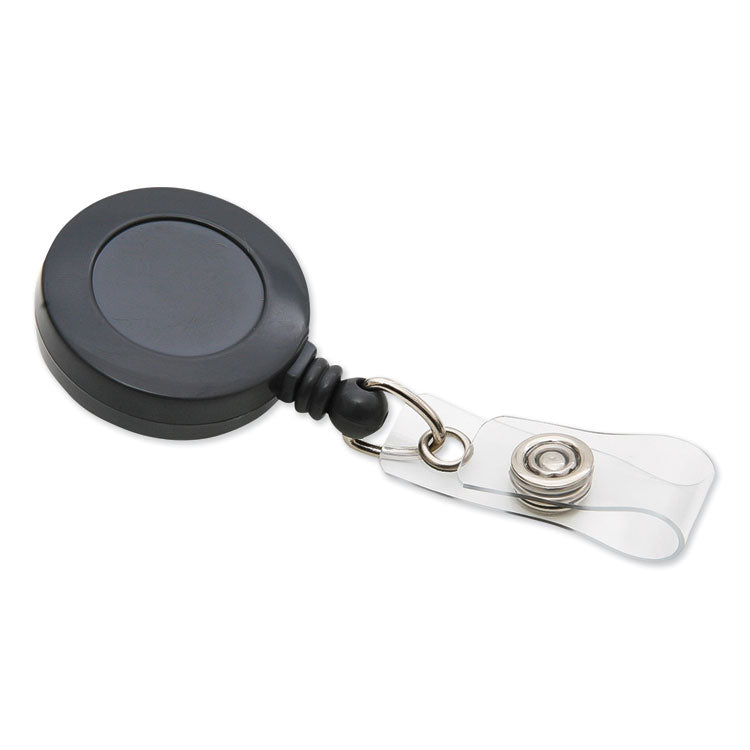 Swivel-Style Spring-Clip Id Card Reel, 30" Extension, Black