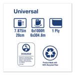 Hardwound Roll Towel, 1-Ply, 7.88" x 1,000 ft, White, 6 Rolls/Carton