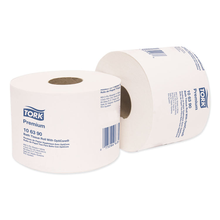 Premium Bath Tissue Roll With Opticore, Septic Safe, 2-Ply, White, 800 Sheets/roll, 36/carton