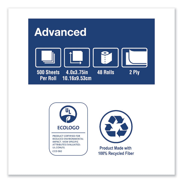 Advanced Bath Tissue, Septic Safe, 2-Ply, White, 500 Sheets/Roll, 48 Rolls/Carton