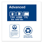 Advanced Jumbo Bath Tissue, Septic Safe, 2-Ply, White, 3.48" x 1,600 ft, 6 Rolls/Carton