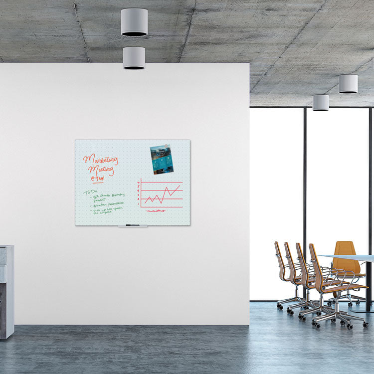 Floating Glass Ghost Grid Dry Erase Board, 48" x 36" (Actual Size: 47" x 35"), White Surface