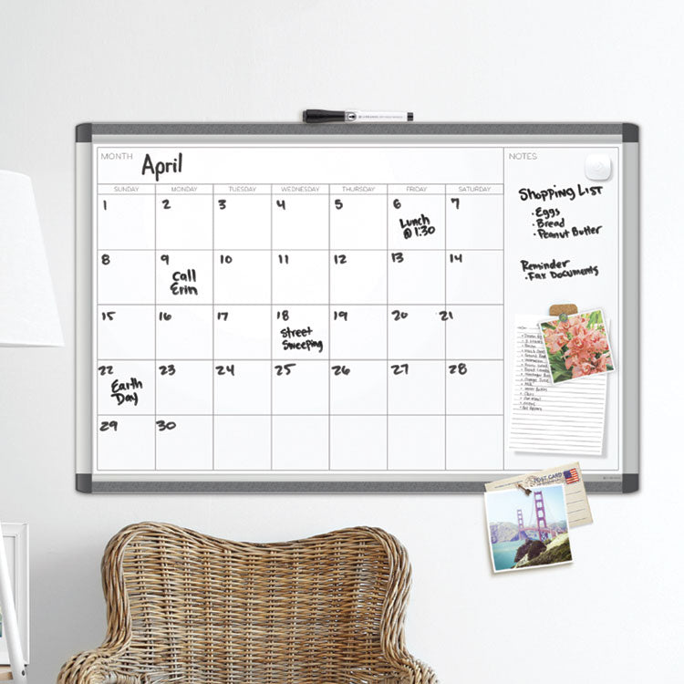 PINIT Magnetic Dry Erase Calendar, Monthly Planning/Scheduling, 36 x 36 (Actual Size: 35 x 35), White Surface, Aluminum Frame