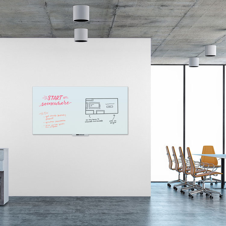 Floating Glass Dry Erase Board, 72" x 36" (Actual Size: 70" x 35"), White Surface