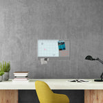3N1 Magnetic Glass Dry Erase Combo Board, Monthly Planning, 24 x 18 (Actual Size: 23 x 17), Gray/White Surface, White Frame