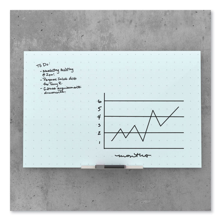 Floating Glass Ghost Grid Dry Erase Board, 48" x 36" (Actual Size: 47" x 35"), White Surface