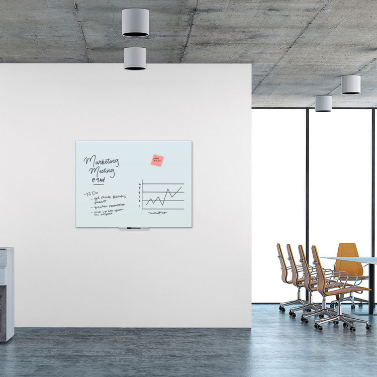 Floating Glass Dry Erase Board, 48" x 36" (Actual Size: 47" x 35"), White Surface