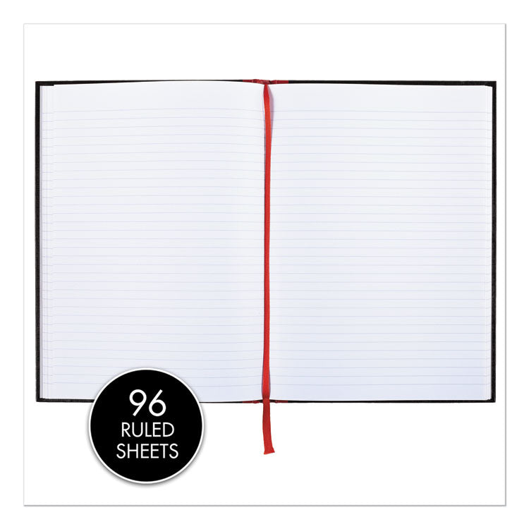 Hardcover Casebound Notebooks, SCRIBZEE Compatible, 1-Subject, Wide/Legal Rule, Black/Red Cover, (96) 11.75 x 8.25 Sheets