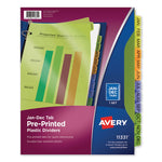 Durable Preprinted Plastic Tab Dividers, 12-Tab, Jan. To Dec., 11 X 8.5, Assorted, 1 Set
