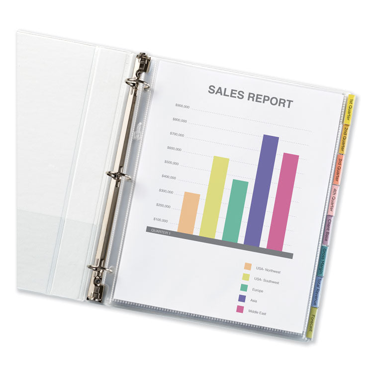 Protect 'n Tab Sheet Protectors, 8-Tabs, Heavy-Duty, Side: 3-Hole Punched, Top Load 8.5 x 11 Insert, Clear, 8/Set