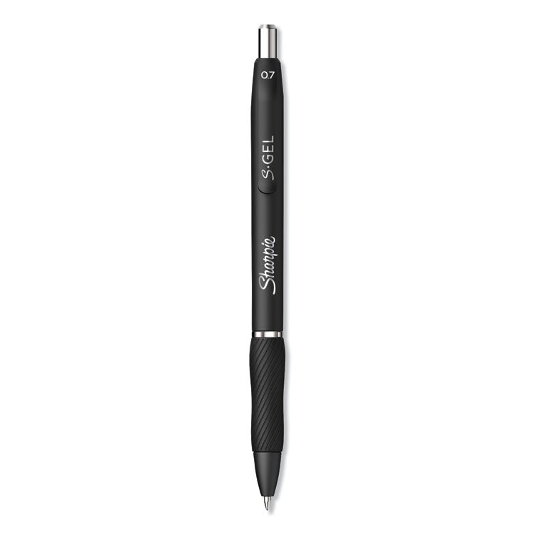S-Gel High-Performance Gel Pen, Retractable, Medium 0.7 Mm, Black Ink, Black Barrel, Dozen
