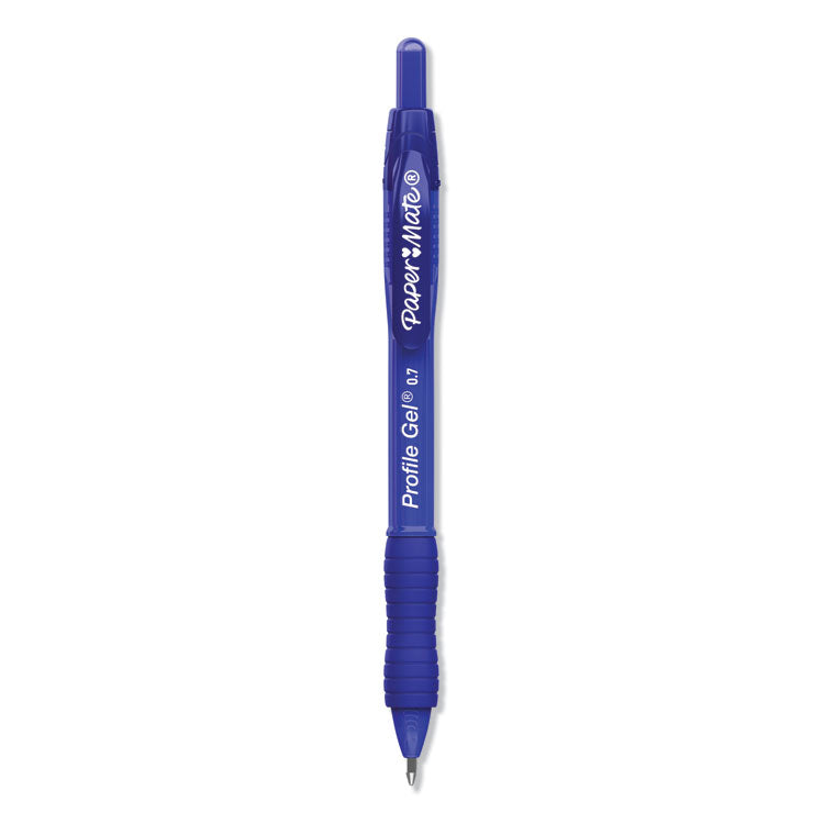 Profile Gel Pen, Retractable, Medium 0.7 Mm, Blue Ink, Translucent Blue Barrel, Dozen