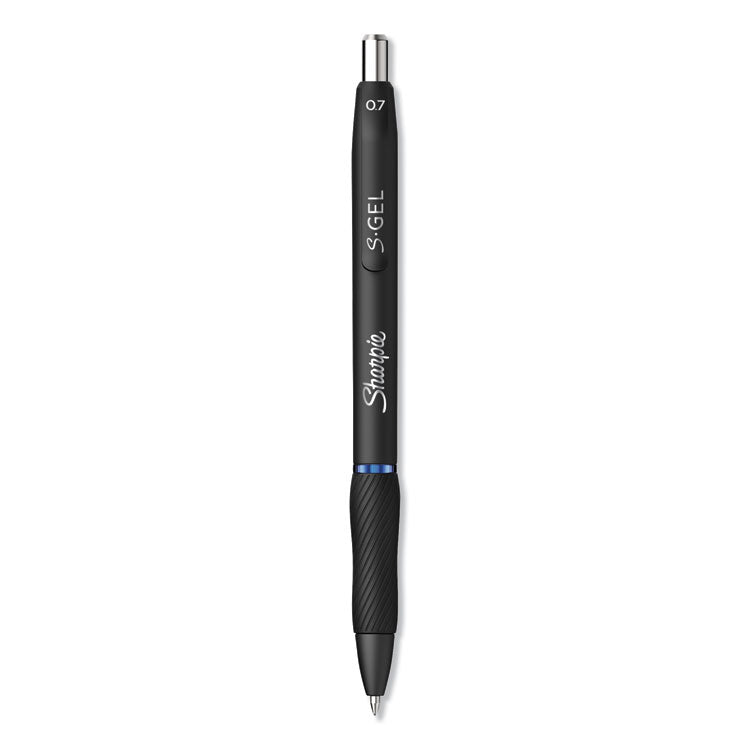 S-Gel High-Performance Gel Pen, Retractable, Medium 0.7 Mm, Blue Ink, Black Barrel, Dozen