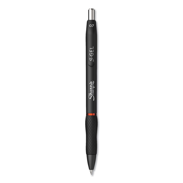 S-Gel High-Performance Gel Pen, Retractable, Medium 0.7 Mm, Red Ink, Black Barrel, Dozen