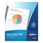 Heavy Duty Vinyl Sheet Protector Value Pack, Side: 3-Hole Punched, Top Load 8.5 x 11 Insert, Clear Front, 100/Box