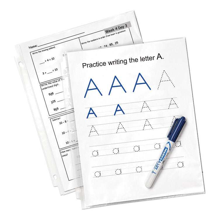 Economy Weight Sheet Protector, Light-Duty, Side: 3-Hole Punched, Top Load 8.5 x 11 Insert, Clear Front, 50/Box