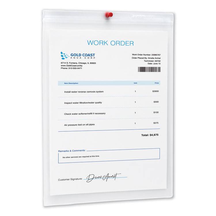 Heavyweight Clear Job Ticket Holder, Top Load 9 x 12 Insert, Clear Front, 10/Pack