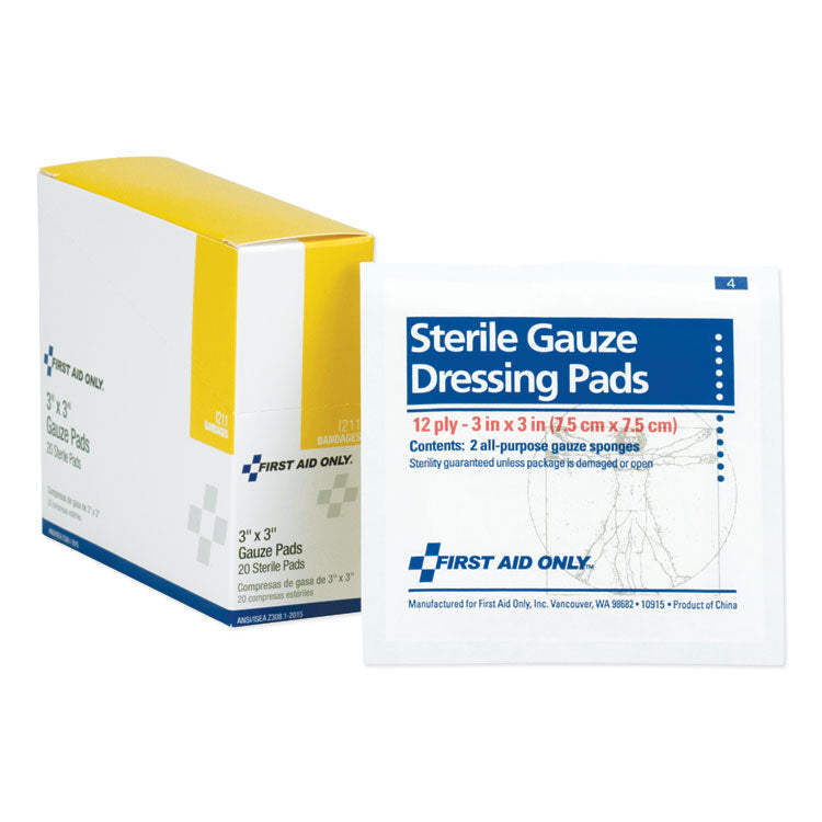 Gauze Dressing Pads, Sterile, 3 X 3, 10 Dual-Pads/box