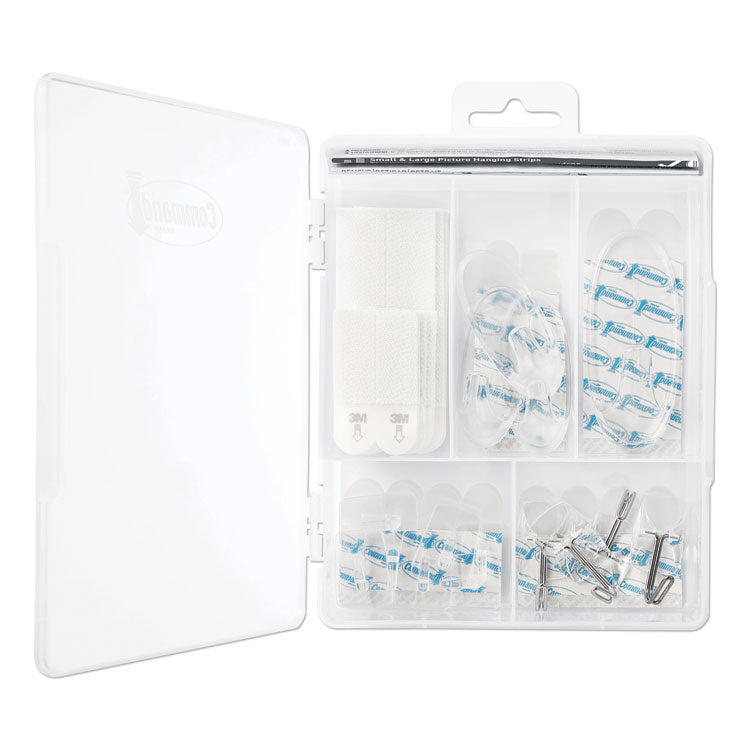 Clear Hooks and Strips, Assorted Sizes, Plastic, 0.05 lb; 2 lb; 4-16 lb Capacities, 16 Picture Strips/15 Hooks/22 Strips/Pack