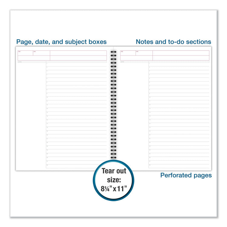 Wirebound Guided Business Notebook, Action Planner Project-Management Format, Dark Gray Linen Cover, (80) 11 x 8.5 Sheets