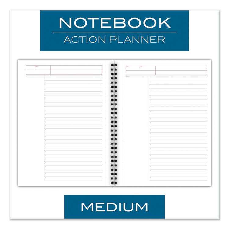 Wirebound Guided Business Notebook, Action Planner Project-Management Format, Dark Gray Cover, (80) 9.5 x 7.5 Sheets