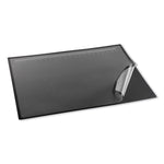 Desk Pad with Transparent Lift-Top Overlay and Antimicrobial Protection, 22" x 17", Black Pad, Transparent Frost Overlay
