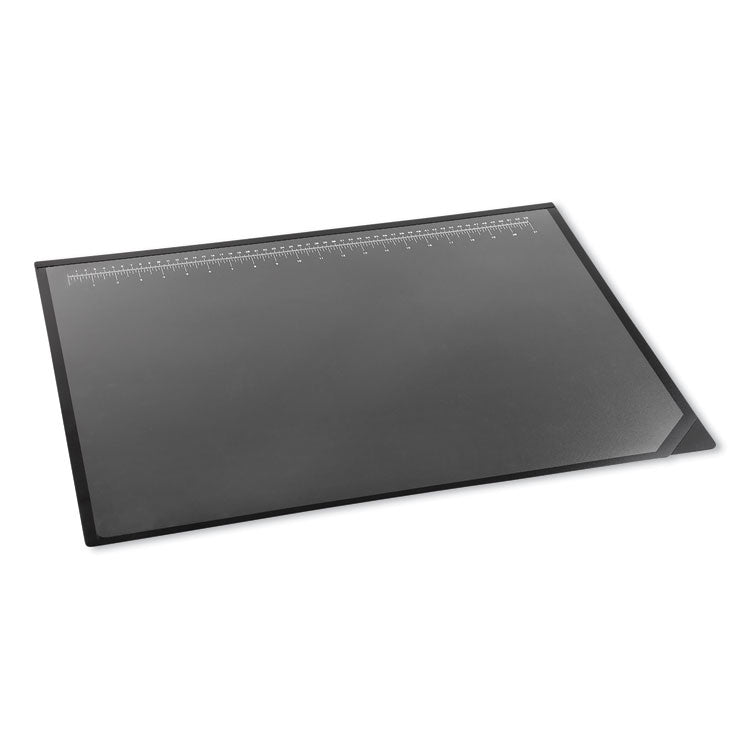 Desk Pad with Transparent Lift-Top Overlay and Antimicrobial Protection, 22" x 17", Black Pad, Transparent Frost Overlay